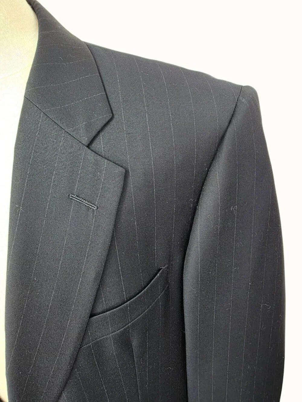 Hickey Freeman Nordstrom Blazer 44L Navy Pinstripe Wool Canvassed Sport Coat USA